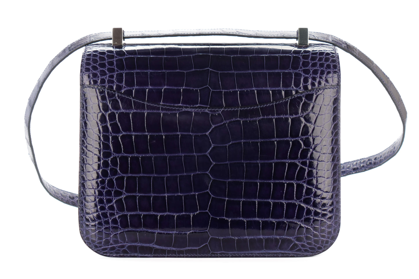 Hermès Constance 24 Bleu Encre Alligator Palladium Hardware - Luxury Shopping