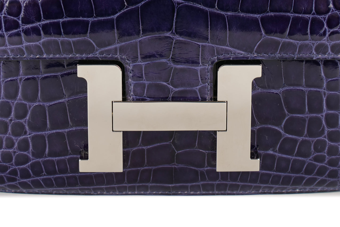 Hermès Constance 24 Bleu Encre Alligator Palladium Hardware - Luxury Shopping