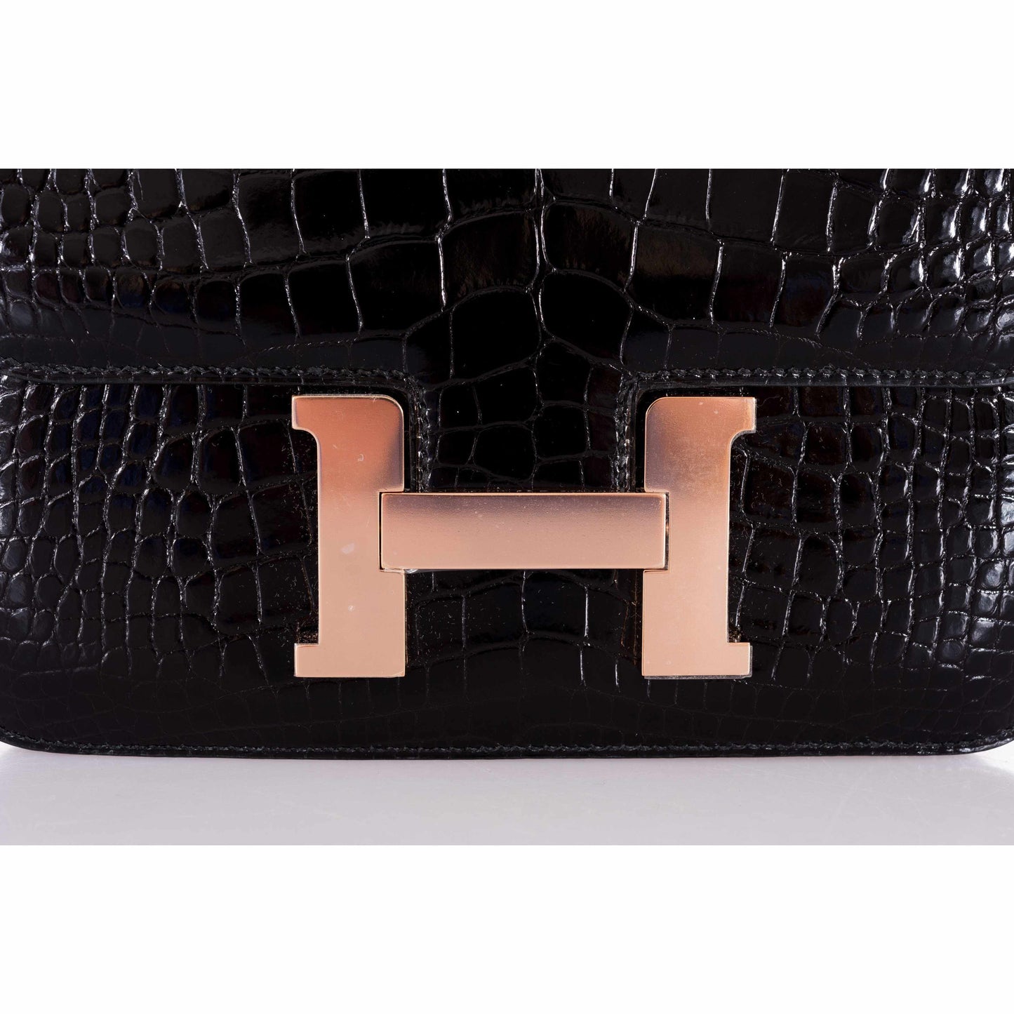 Hermès Constance 24 MM Crocodile Black Alligator Rose Gold Hardware