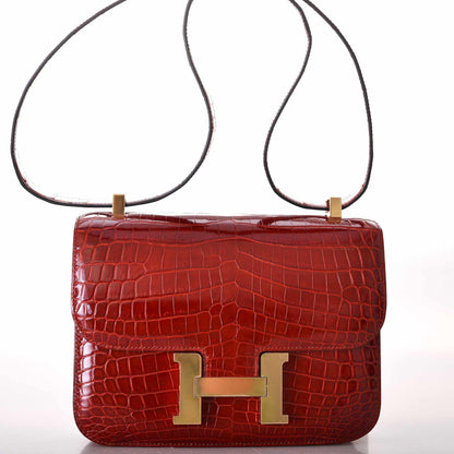 Hermès Constance 24 Rouge H Niloticus Crocodile Gold Hardware