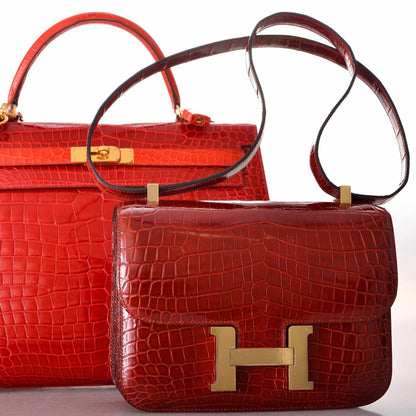 Hermès Constance 24 Rouge H Niloticus Crocodile Gold Hardware