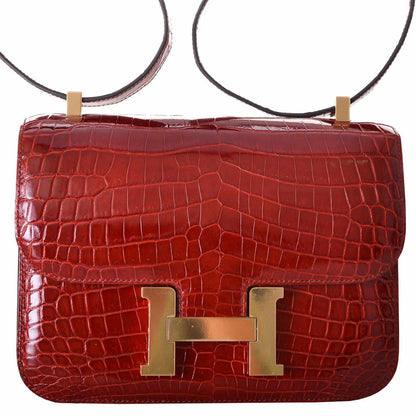 Hermès Constance 24 Rouge H Niloticus Crocodile Gold Hardware