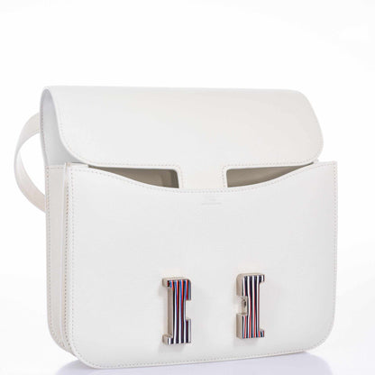 Hermès Constance 24 White Evercolor Multi Color Enamel Palladium Buckle