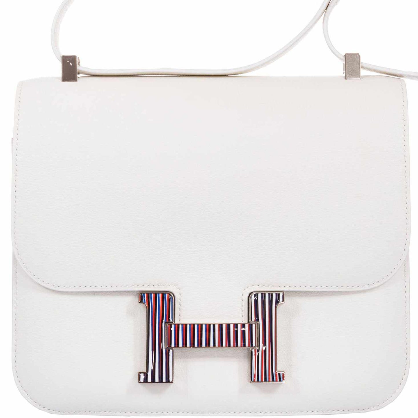 Hermès Constance 24 White Evercolor Multi Color Enamel Palladium Buckle