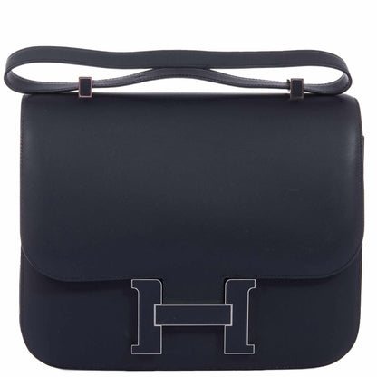 Hermès Constance 29 Cartable Bleu Obscur Veau Sombrero Palladium Hardware