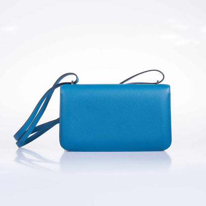 Hermès Constance Elan 25 Blue Izmir Epsom Palladium Hardware