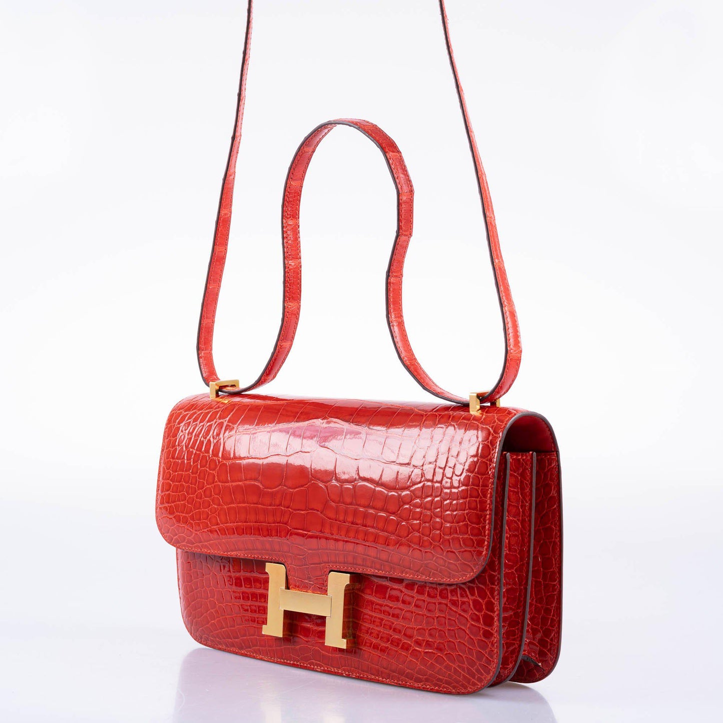 Hermès Constance Elan 25 Rouge de Coeur Shiny Alligator Gold Hardware - 2017, A