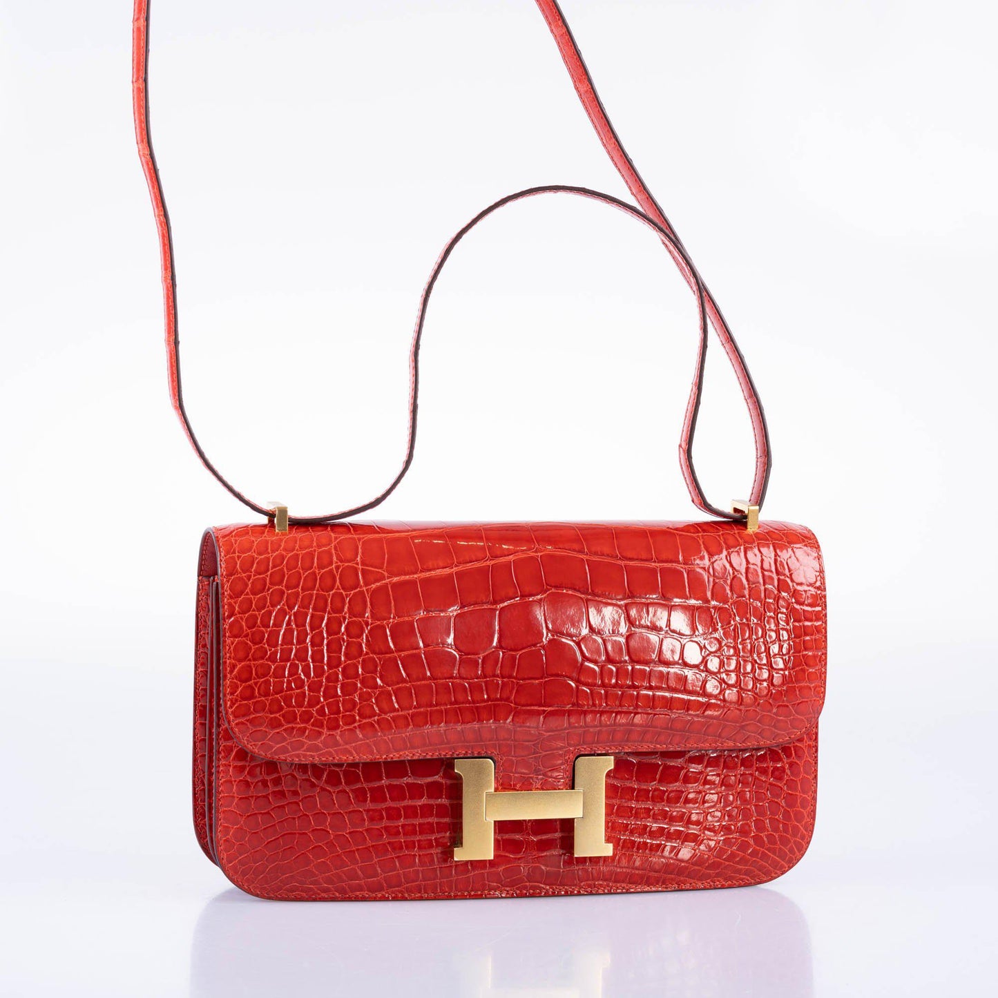 Hermès Constance Elan 25 Rouge de Coeur Shiny Alligator Gold Hardware - 2017, A