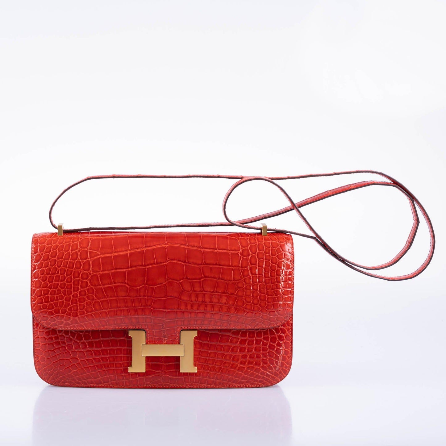 Hermès Constance Elan 25 Rouge de Coeur Shiny Alligator Gold Hardware - 2017, A