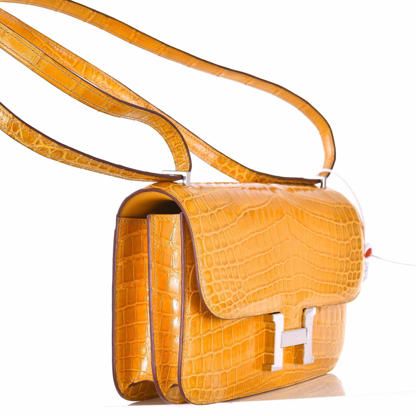 Hermès Constance Elan Saffron Shiny Nilo Crocodile Palladium Hardware