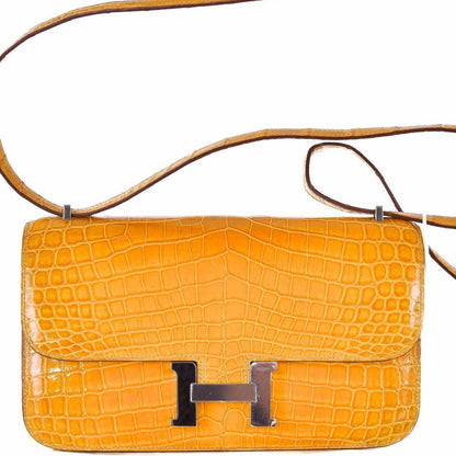 Hermès Constance Elan Saffron Shiny Nilo Crocodile Palladium Hardware