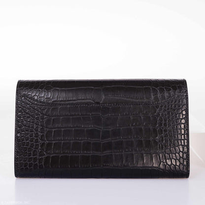 Hermès Constance Long Wallet Black Matte Alligator Gold Hardware