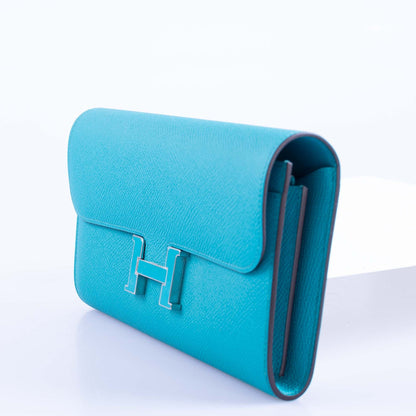 Hermès Constance Long Wallet Blue Paon Epsom Gold Hardware