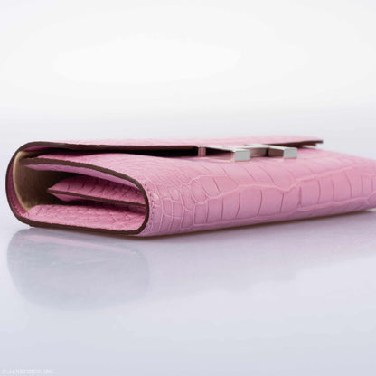 Hermès Constance Long Wallet Bubblegum Pink 5P Matte Alligator Palladium Hardware