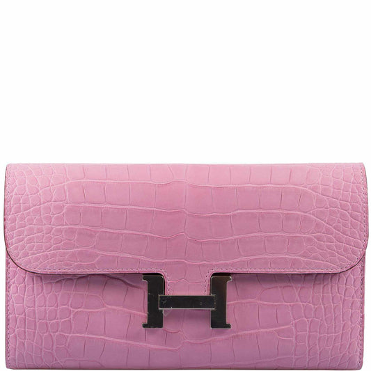 Hermès Constance Long Wallet Bubblegum Pink 5P Matte Alligator Palladium Hardware