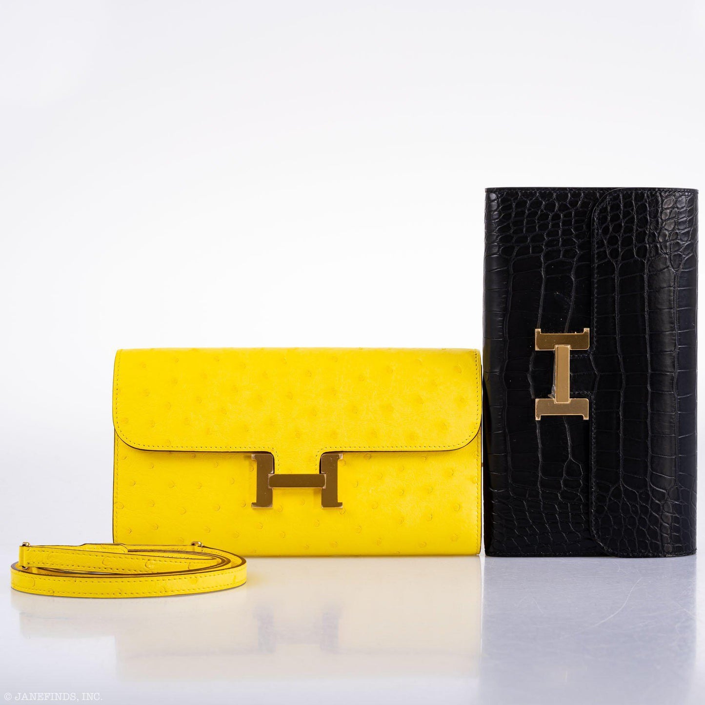 Hermès Constance Long to Go Wallet Citron Ostrich Gold Hardware