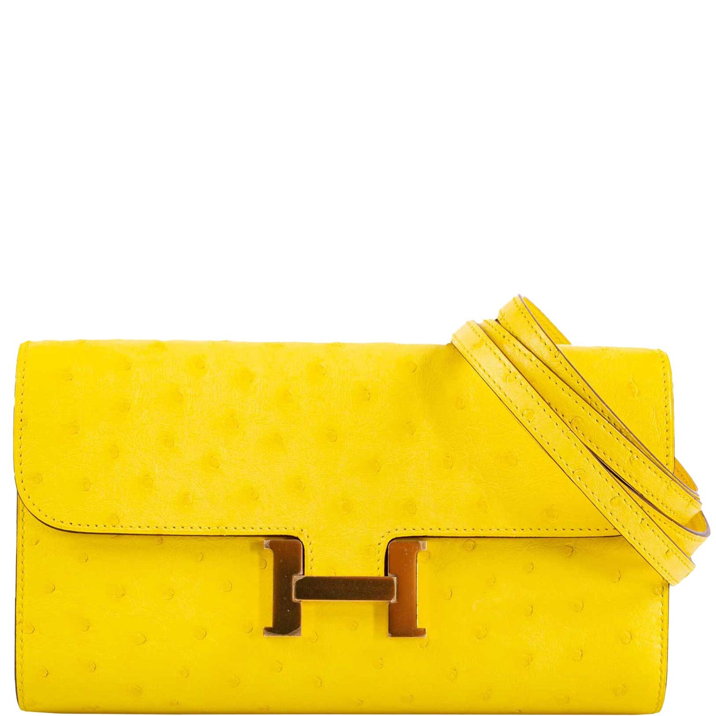 Hermès Constance Long to Go Wallet Citron Ostrich Gold Hardware