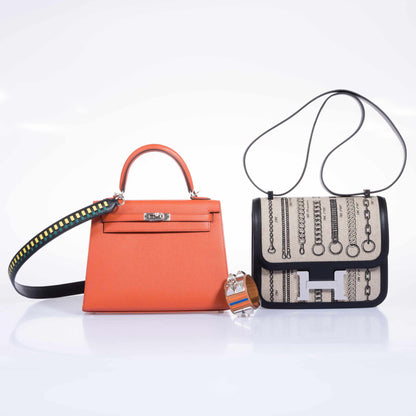 Hermès Constance MM 24 De Camp Dechainee Toile And Black Veau Swift Palladium Hardware - Limited Edition