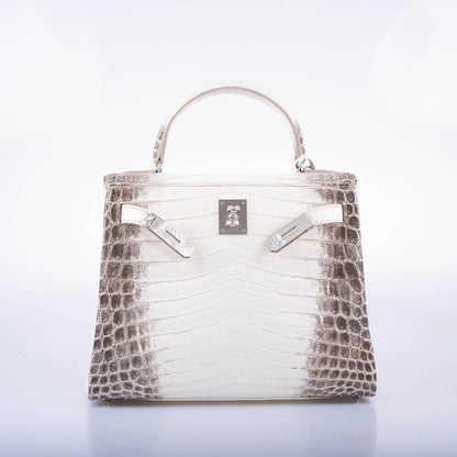 Hermès Diamond Himalayan Kelly 28 Matte Nilo Crocodile 18K White Gold Diamond Hardware