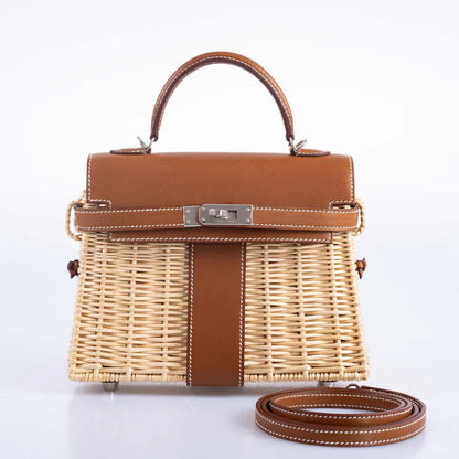 Hermès Kelly 20 Mini Picnic Barenia & Osier Wicker Palladium Hardware