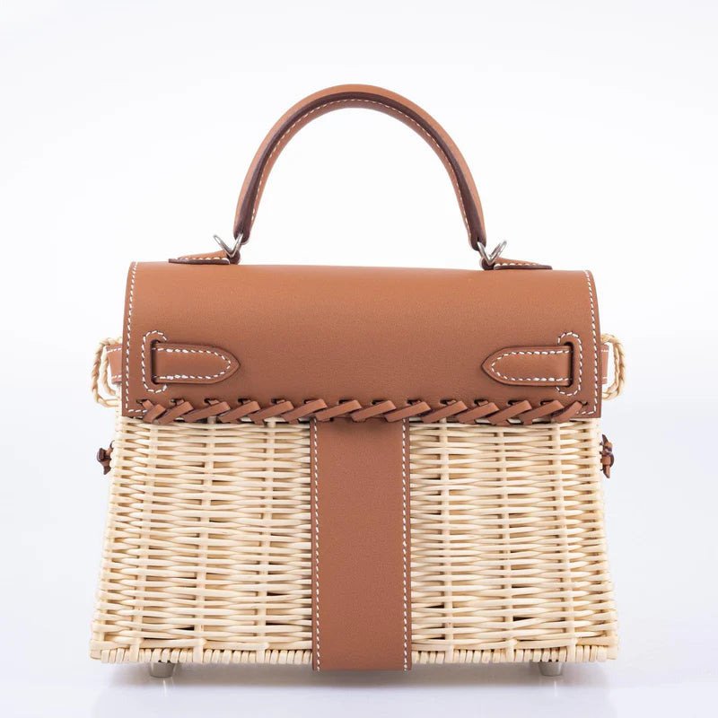 Hermès Kelly 20 Mini Picnic Barenia & Osier Wicker Palladium Hardware