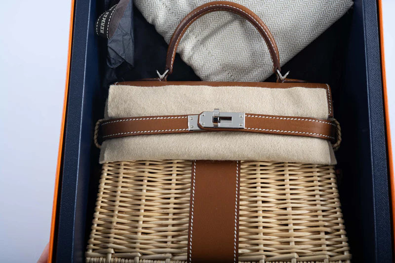 Hermès Kelly 20 Mini Picnic Barenia & Osier Wicker Palladium Hardware