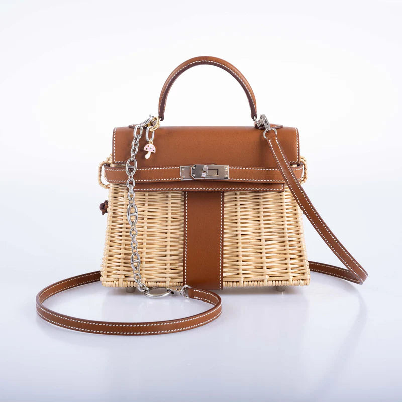 Hermès Kelly 20 Mini Picnic Barenia & Osier Wicker Palladium Hardware