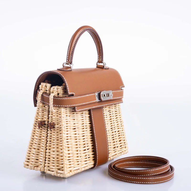 Hermès Kelly 20 Mini Picnic Barenia & Osier Wicker Palladium Hardware