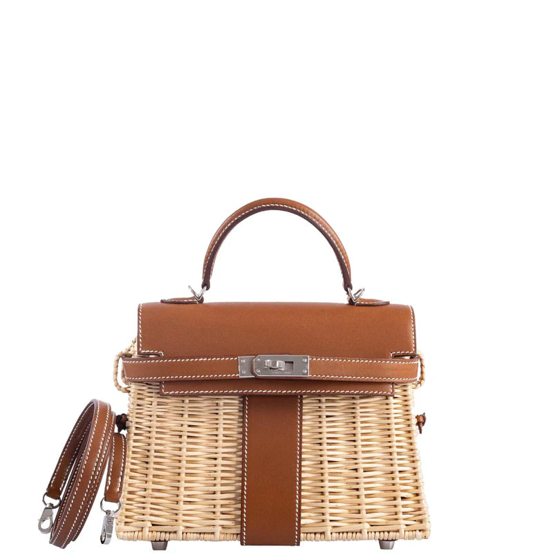 Hermès Kelly 20 Mini Picnic Barenia & Osier Wicker Palladium Hardware