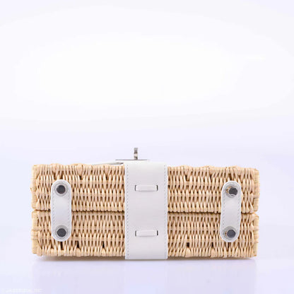 Hermès Kelly 20 Mini Picnic White, Swift & Osier Wicker Palladium Hardware