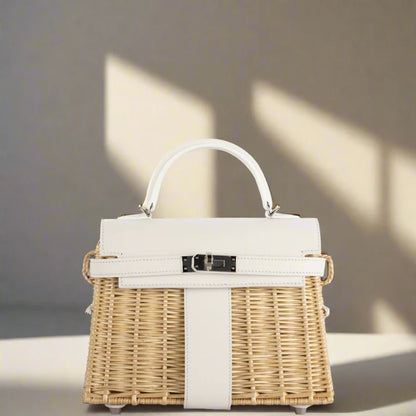 Hermès Kelly 20 Mini Picnic White, Swift & Osier Wicker Palladium Hardware