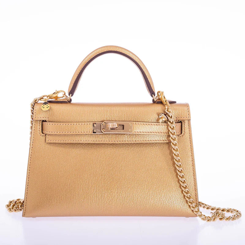 Hermès Kelly 20 Mini Sellier Olympic Gold Metallic