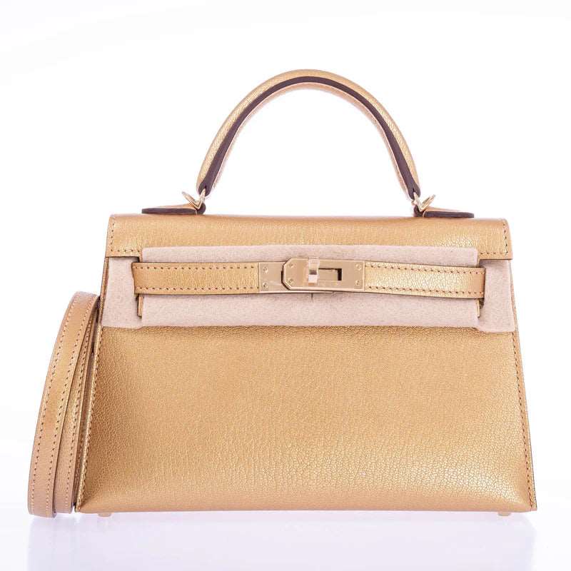 Hermès Kelly 20 Mini Sellier Olympic Gold Metallic