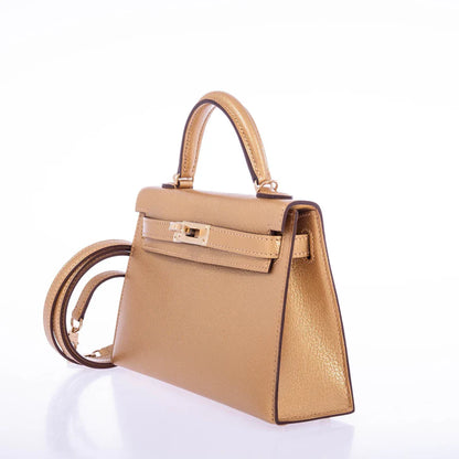 Hermès Kelly 20 Mini Sellier Olympic Gold Metallic