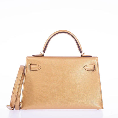 Hermès Kelly 20 Mini Sellier Olympic Gold Metallic