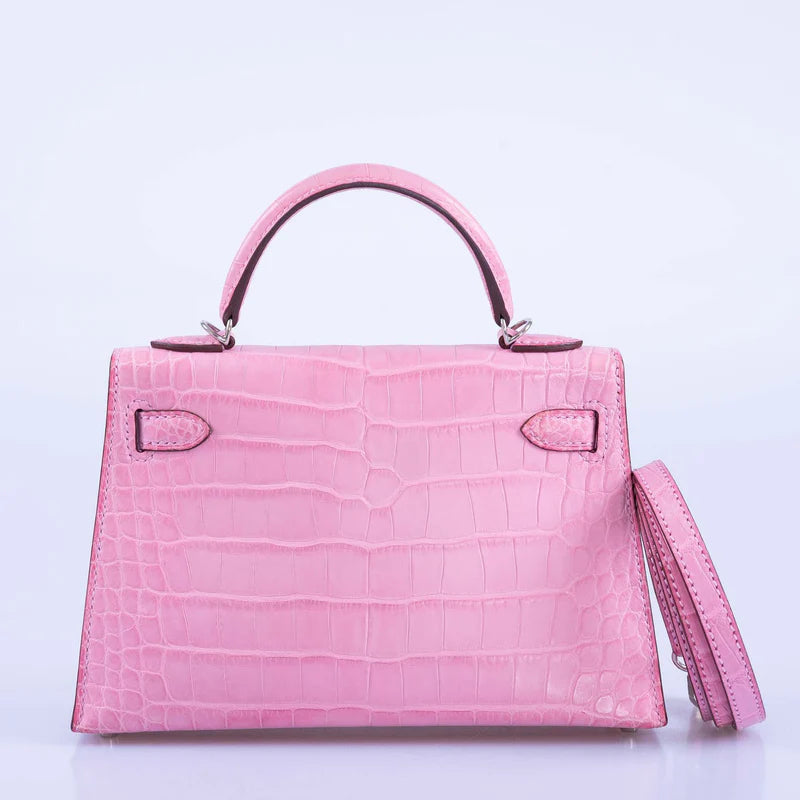 Hermès Kelly Mini 20 Sellier Bubblegum 5P Pink Matte Alligator Palladium Hardware