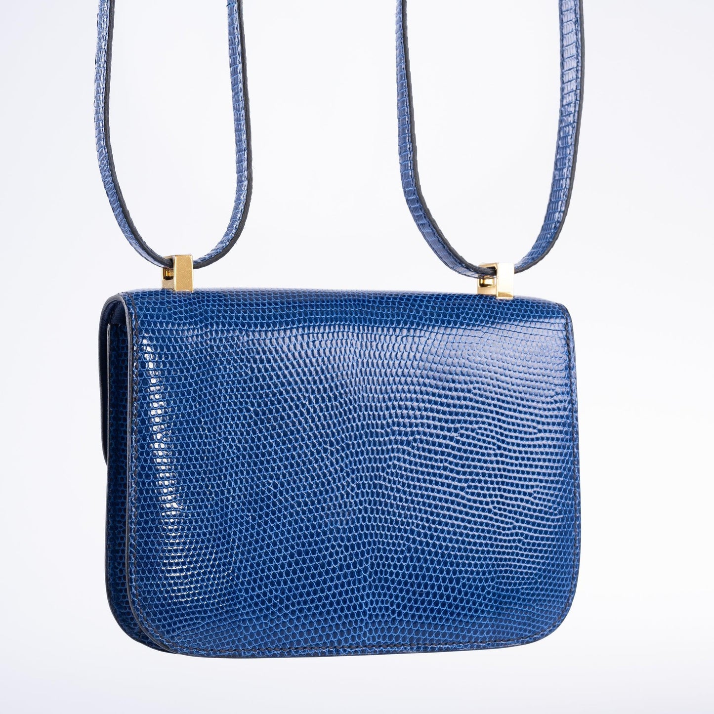 Hermès Micro Constance 14 Bleu Saphir Lizard Gold Hardware