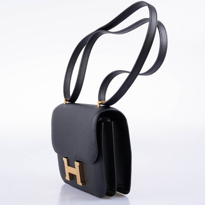 Hermès Mini Constance 18 Black Epsom with Gold Hardware