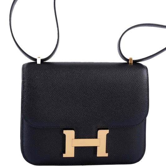 Hermès Mini Constance 18 Black Epsom with Gold Hardware