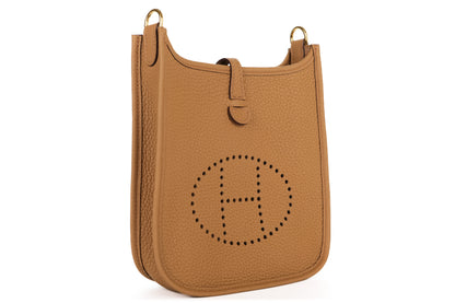 Hermès Mini Evelyne Biscuit Clemence Gold Hardware - Luxury Shopping