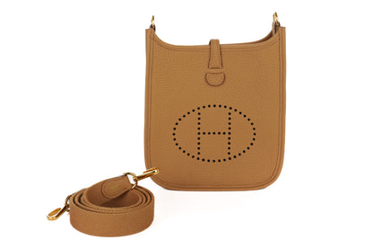 Hermès Mini Evelyne Biscuit Clemence Gold Hardware - Luxury Shopping