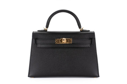 Hermès || Mini Kelly II Black Epsom Leather || Gold Hardware