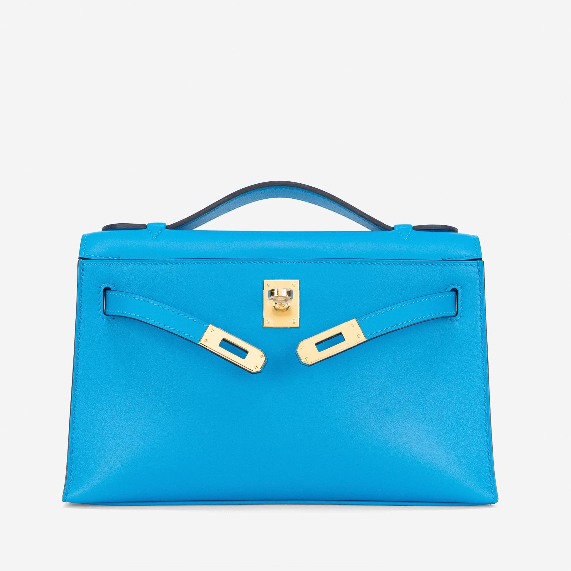 Hermès Kelly Pochette Bleu Celeste Swift Leather