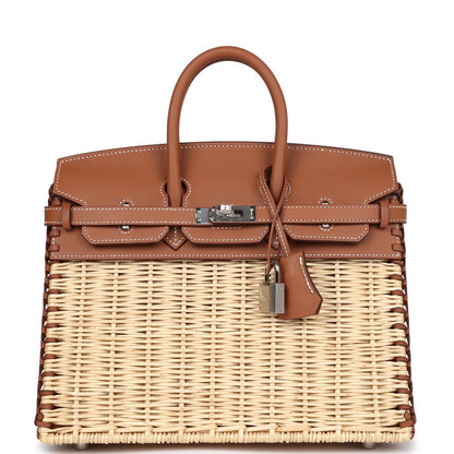 🧺 Hermès Handbag || 30cm Birkin Picnic Gold Swift Leather || Palladium Hardware