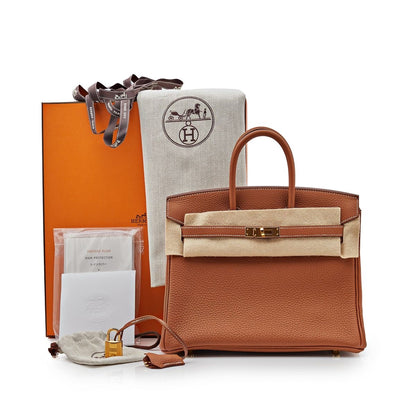 Hermès Handbag  || 30cm Birkin Gold Togo Leather || Gold Hardware •