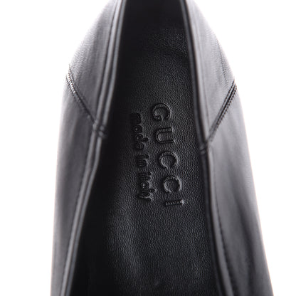 Gucci Black Leather Brixton Wolf Applique Horsebit Loafers