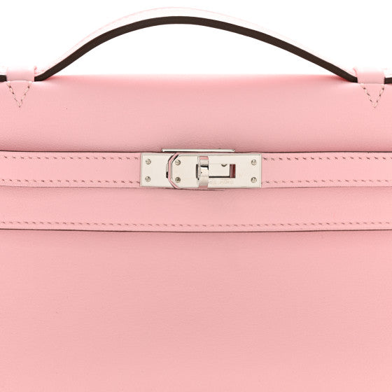 HERMES Swift Kelly Pochette Clutch Rose Sakura