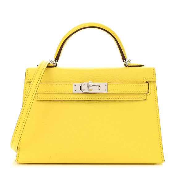 HERMES Chevre Mysore Mini Kelly Sellier 20 Lime