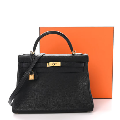 HERMES Taurillon Clemence Kelly Retourne 32 Black