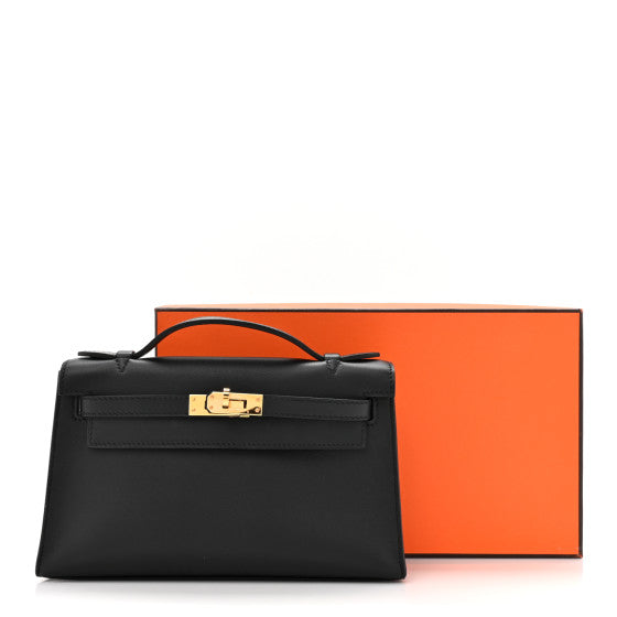 HERMES Swift Kelly Pochette Clutch Black